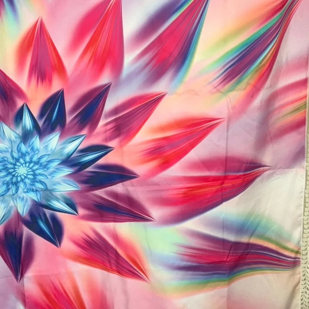 Vibrant Fractal Flower/Starburst Tapestry